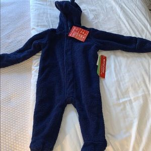 Navy snow suit with magnetic closure